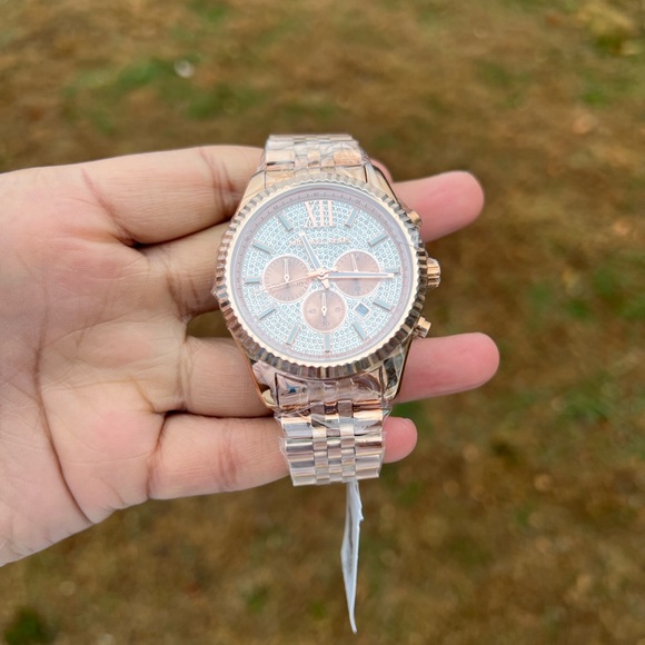 MICHAEL KORS LEXINGTON unisex WATCH ROSE GOLD jubilee bracelet - Picture 4 of 12